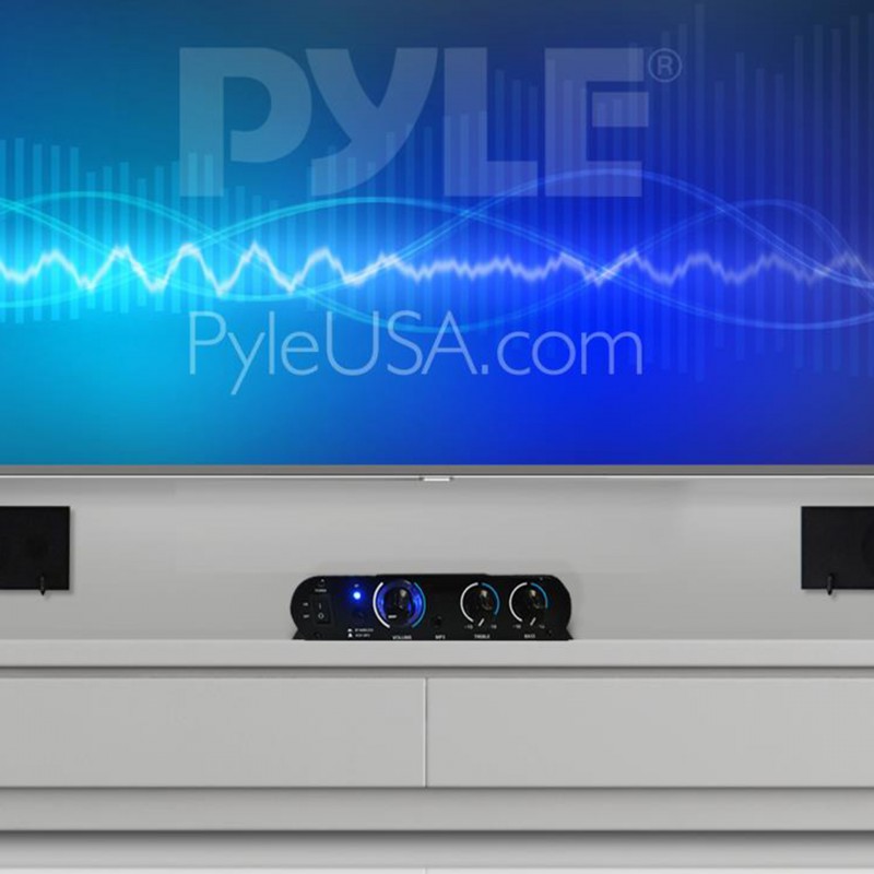 Pyle PFA330BT mini amplificador inalámbrico estéreo Bluetooth de 90 Watt -  entradas para micrófono, RCA, y auxiliar de 3,5 mm