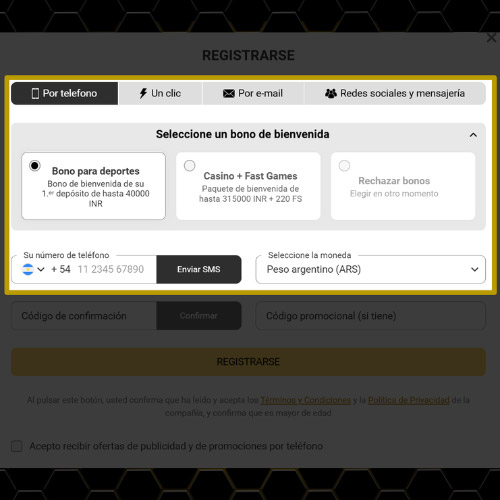 Complete algunos datos para iniciar sesión en Melbet.